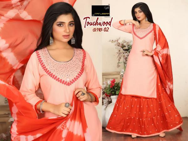  Manjeera Touchwood Rayon Designer Exclusive Readymade Suit